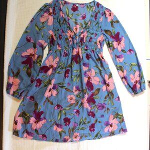 Berry Go Long Sleeve Babydoll Flowy Dress